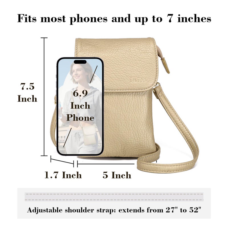 MINICAT Small Crossbody Bags for Women Cell Phone Bag Vegan Leather Cross Body Purse Wallet Purses(Gold) - Image 5
